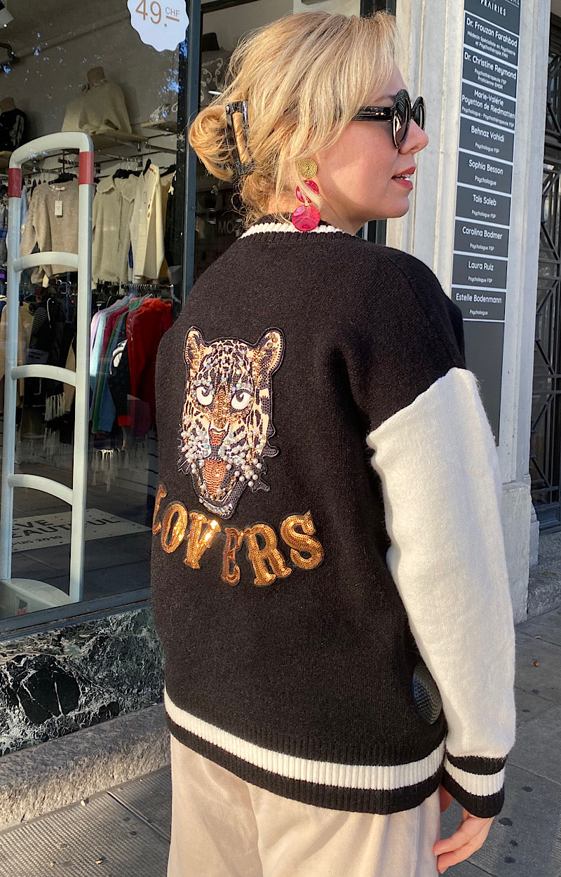 GILET NOIR TIGRE LOVE AMELIA