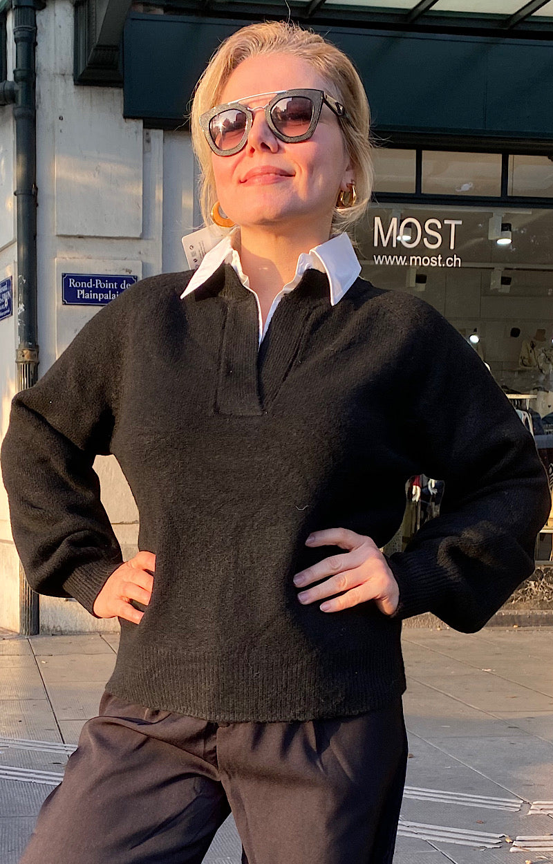 PULL CHEMISE NOIR ALESSANDRA
