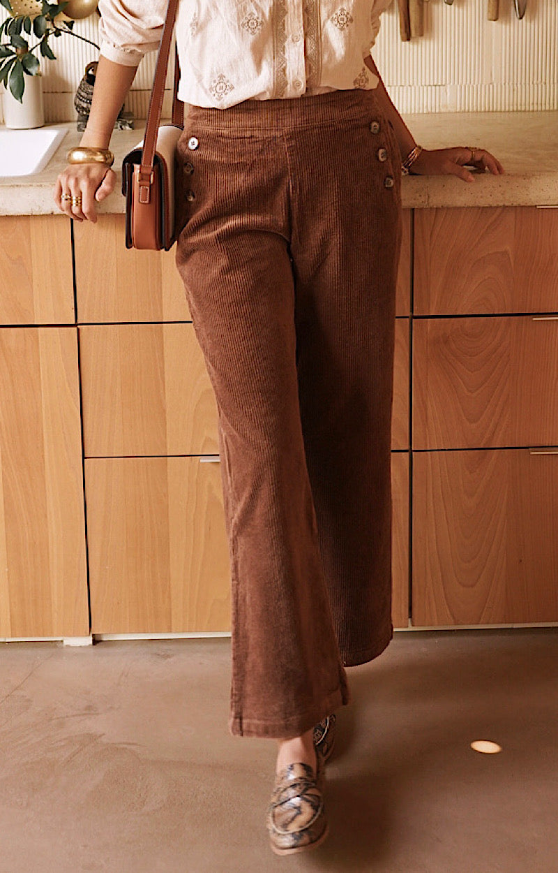 PANTALON VELOURS COTON CAMEL FILOMENA