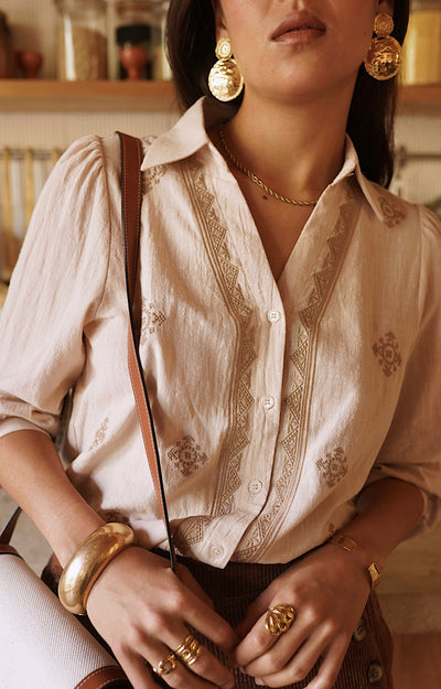CHEMISE COTON BEIGE FELICITA
