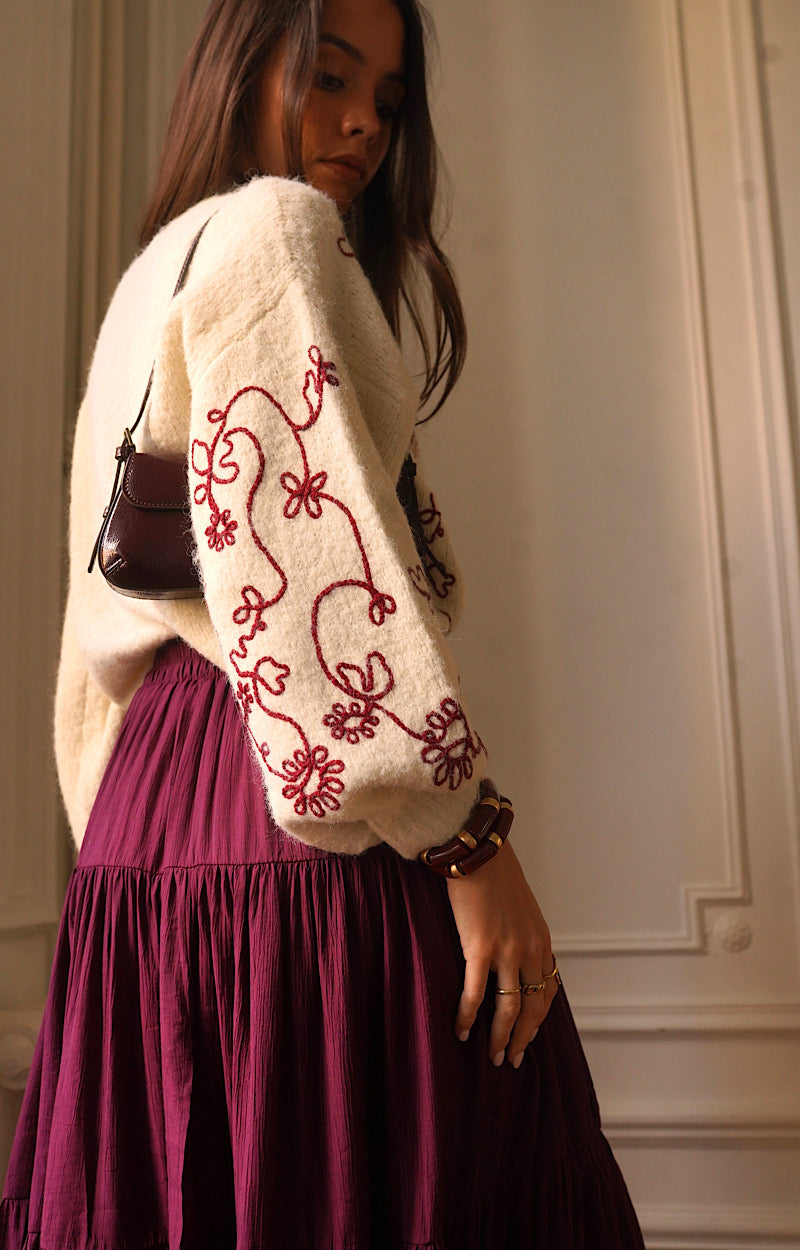 PULL BEIGE BRODÉE GIOCONDA