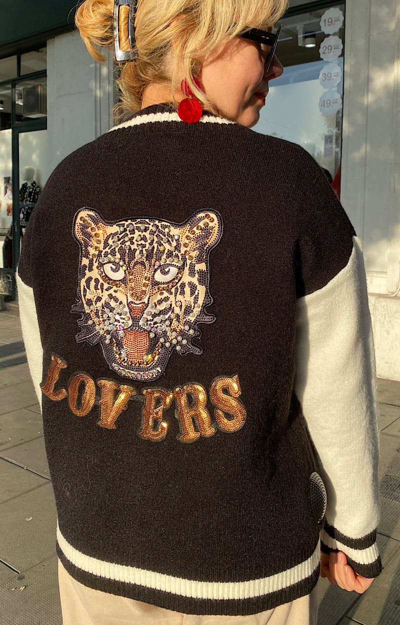 GILET NOIR TIGRE LOVE AMELIA