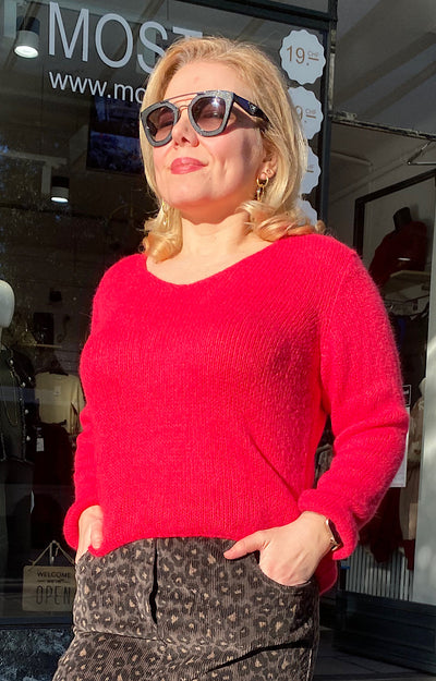 PULL LAINE ALPAGA ROUGE BLANDINA