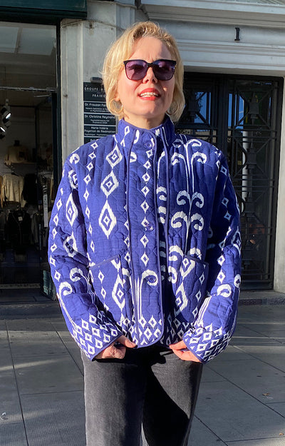 VESTE MOTIF AZTEC BLEUE AMANDA