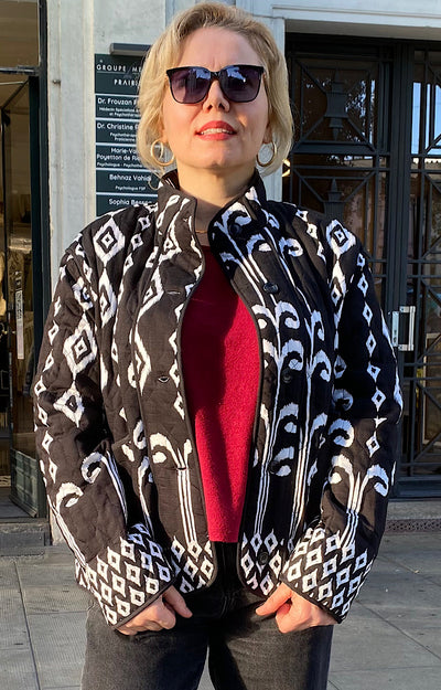 VESTE MOTIF AZTEC NOIRE AMANDA