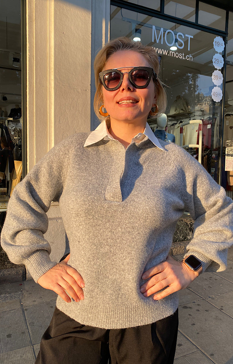 PULL CHEMISE GRIS ALESSANDRA