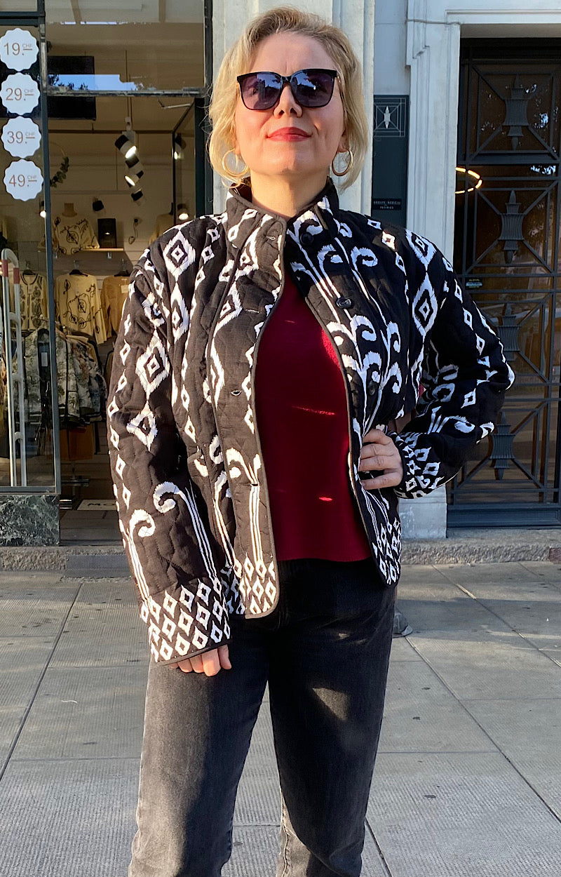 VESTE MOTIF AZTEC NOIRE AMANDA