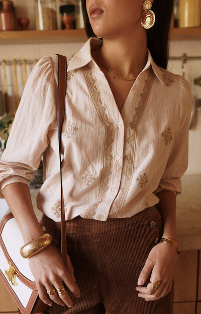 CHEMISE COTON BEIGE FELICITA