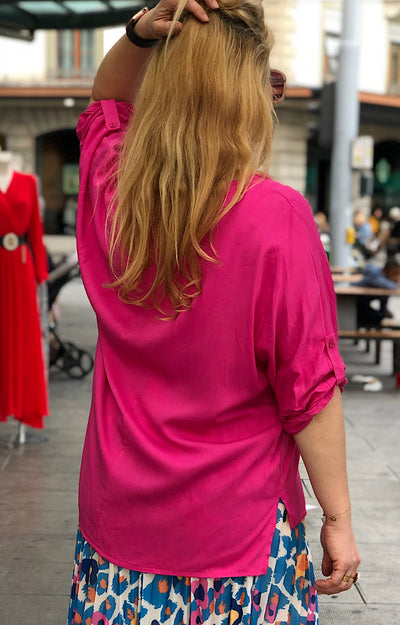 CHEMISE VISCOSE AMPLE FUCHSIA 27222B